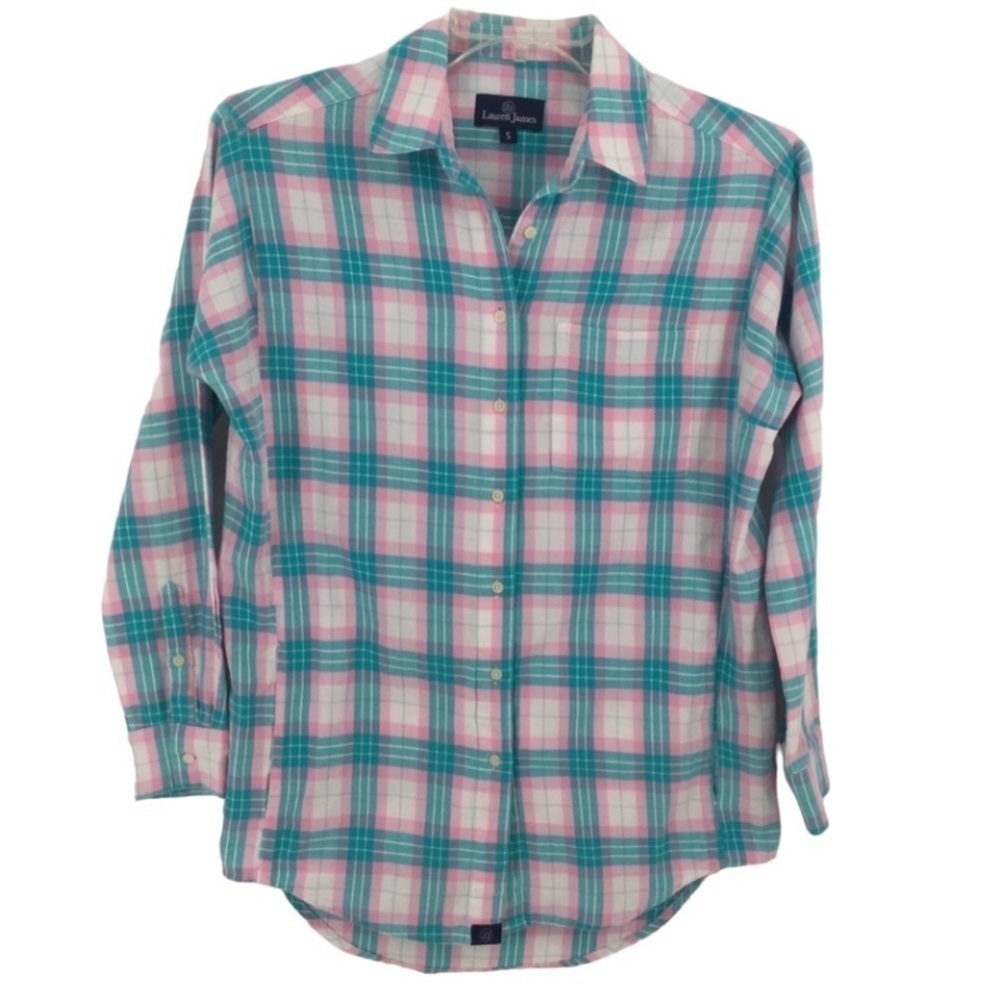 Lauren James Button Up/Hi-Lo Boyfriend Flannel Shirt - Sz S